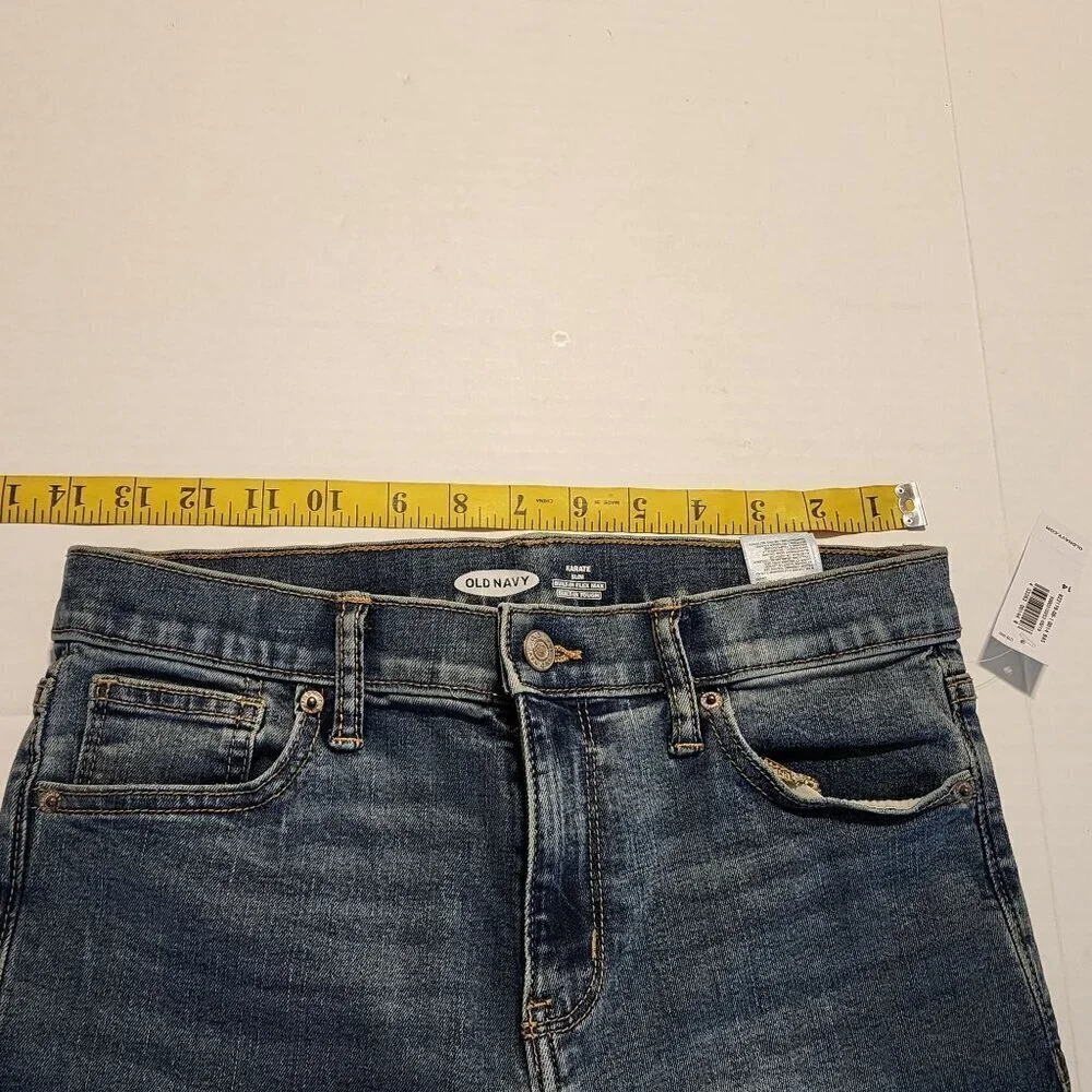Old Navy boy sz 14 Karate Slim Jeans adjustable waist distressed New
